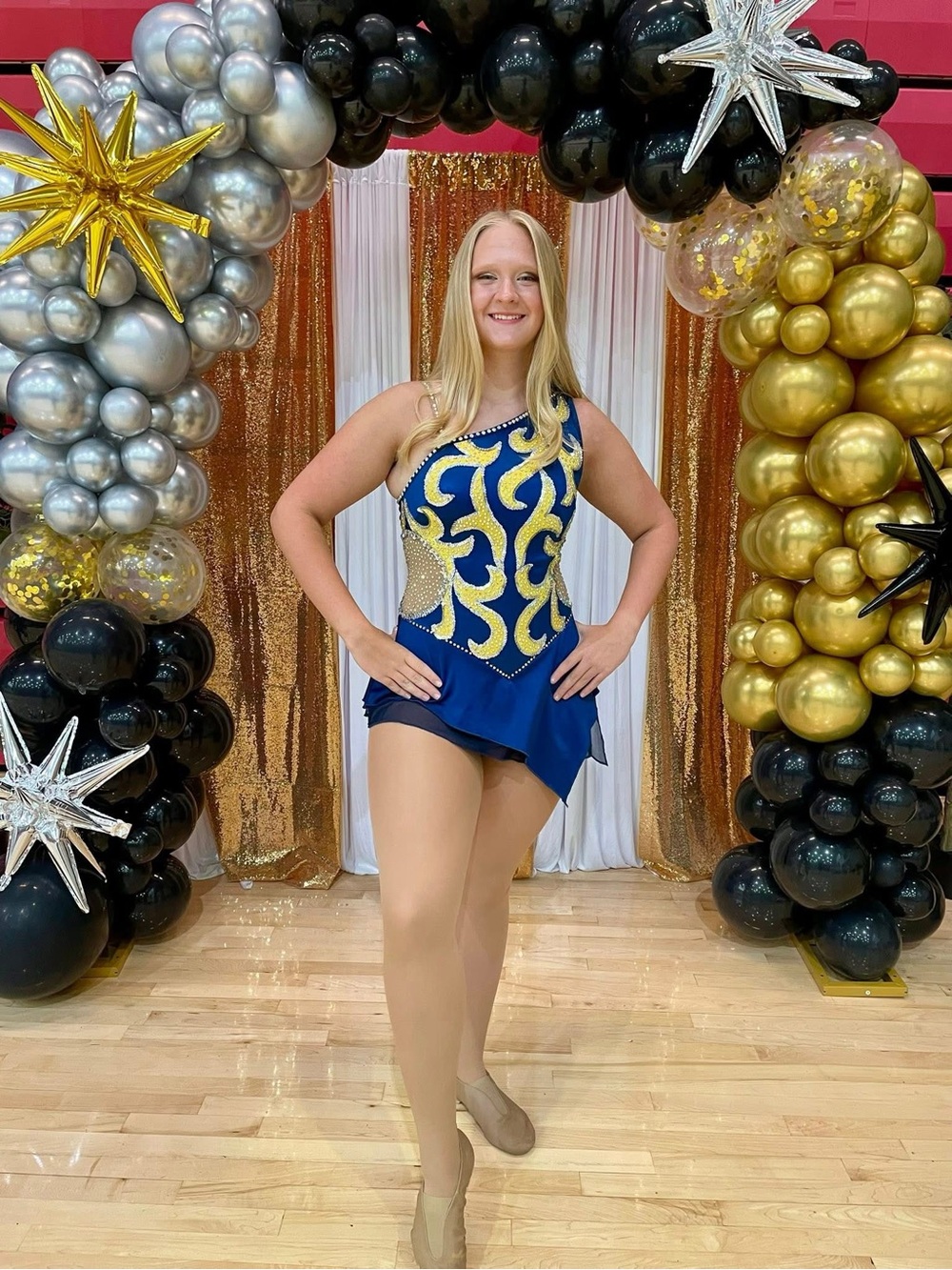 Women's Navy Blue and Gold Performance Skating Dress - Unbranded